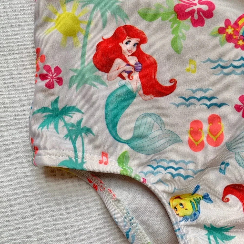 Disney Princess Ariel Little Mermaid Flounder Fish Rainbow Ruffle Swimsuit 2T